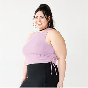 SO Juniors Plus Size Racerback Tank Top 2X Lavender Purple Side Tie Keyhole NWT